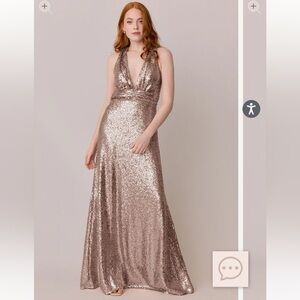 Revelry Dylan Sequin Dress in Matte Champagne Size 12